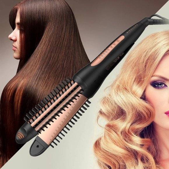 MIRACOMB 3-in-1 Hair Straightener Curling Iron 1.25 Inch Tourmaline Ceramic Flat - Picture 3 of 3